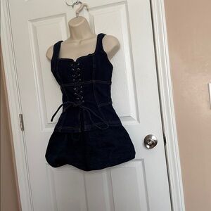 Denim Bubble Skirt Set